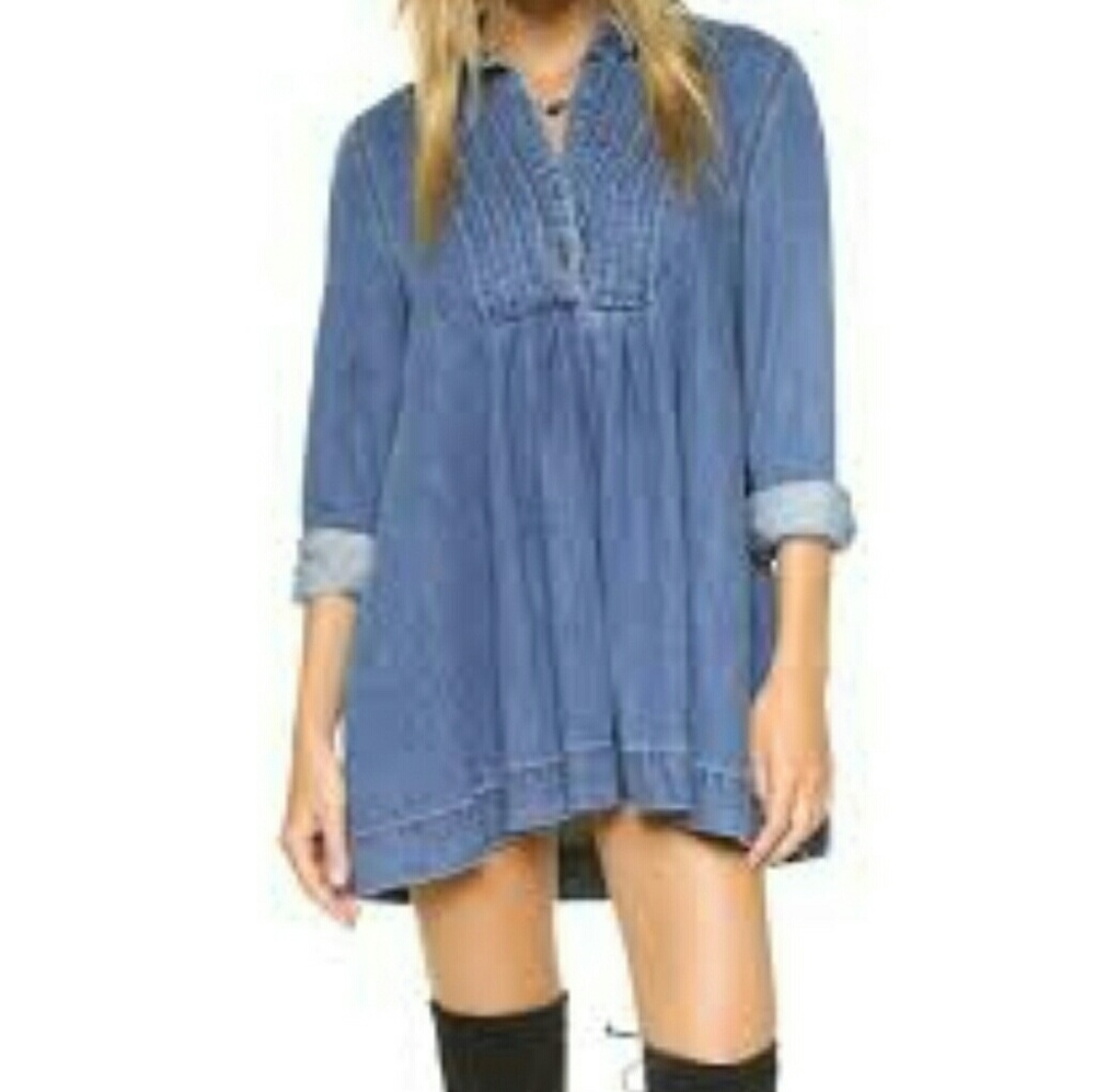 Free people denim tunic/babydoll dress - Picture 2 of 11